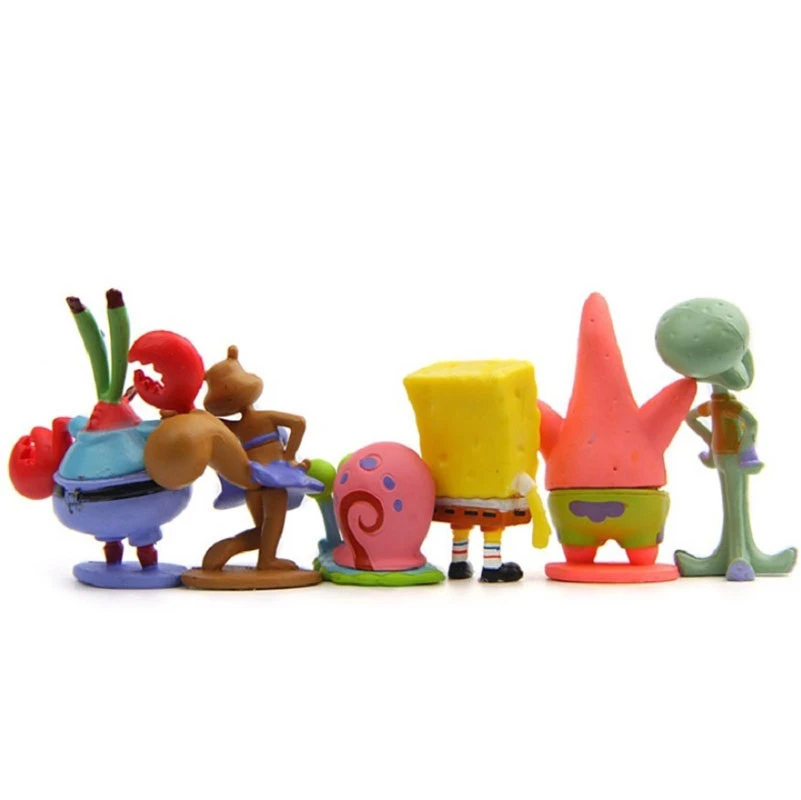 Adorno Pvc Set  de 6 Personajes Bob Esponja Aq-254 3