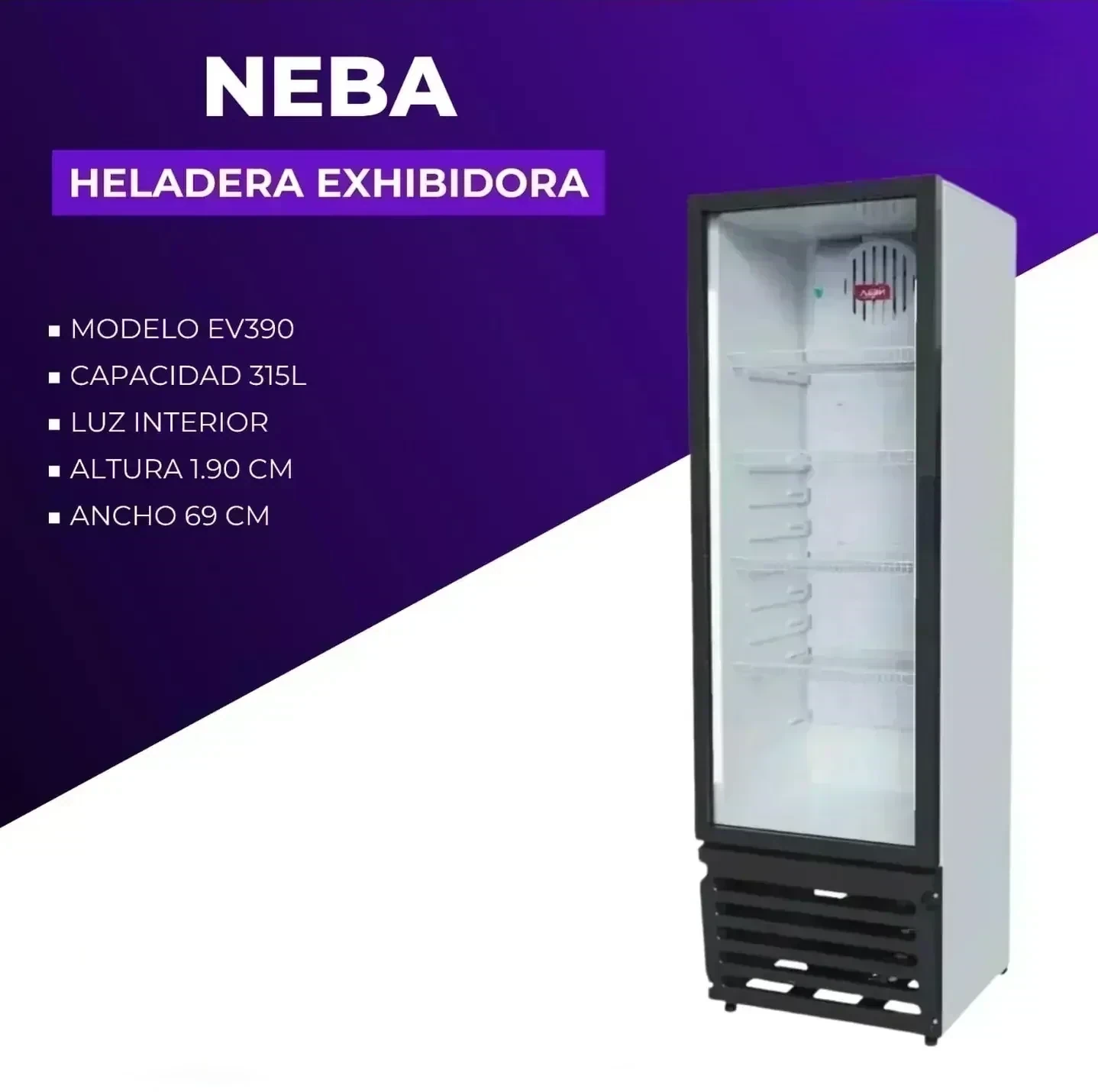 HELADERA EXHIBIDORA NEBA EV390 315L blanca
