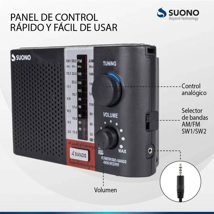 Radio Portátil Dual Suono Ayv0124 Sw1-2 Am Y Fm  2