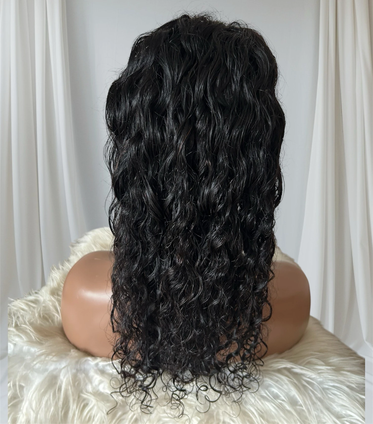 Cola de cabello humano rizado 22 pulgadas, color natural  2