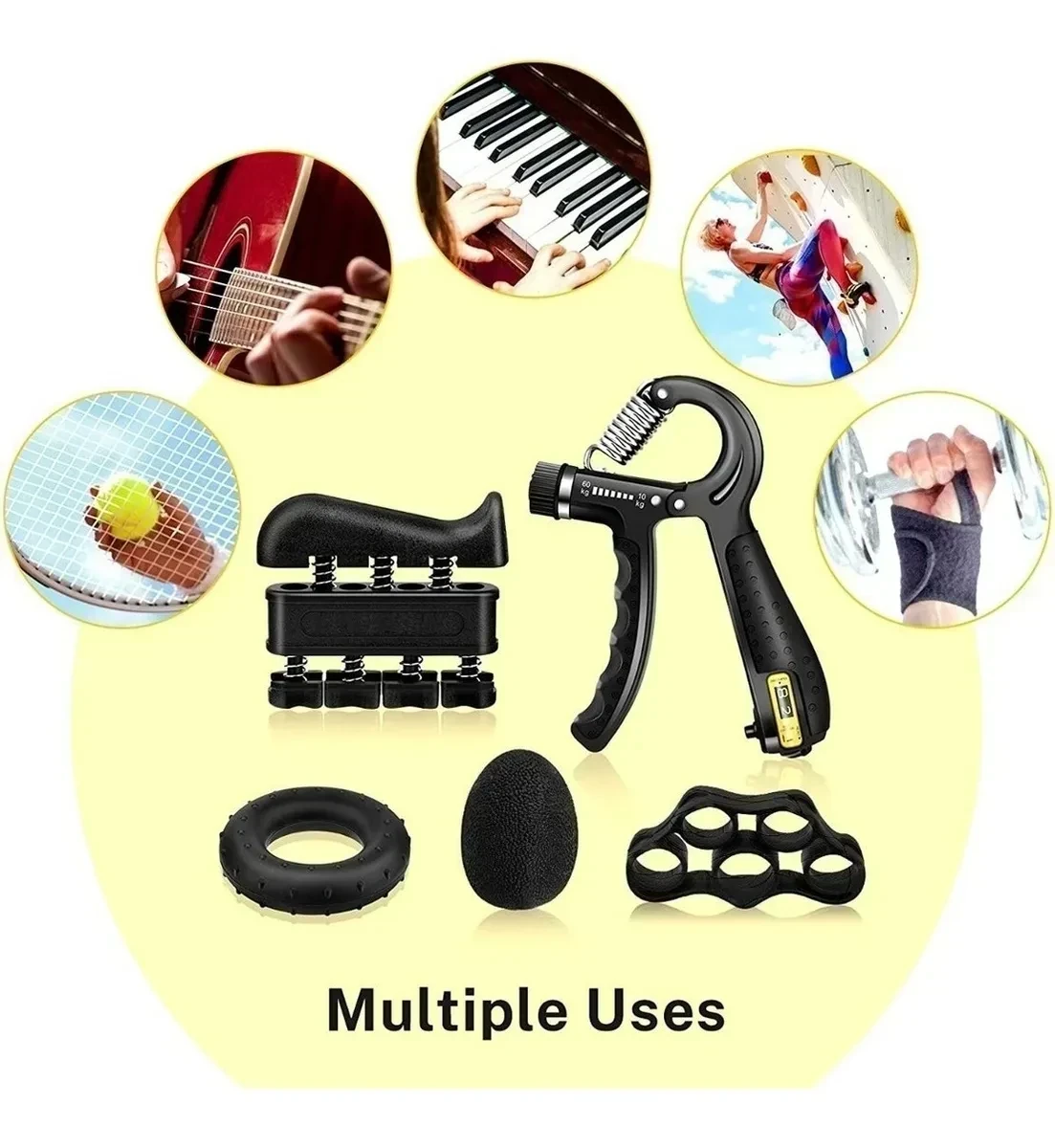 Kit Grip Ejercitador De Brazo Y Resistencias Elásticas 5