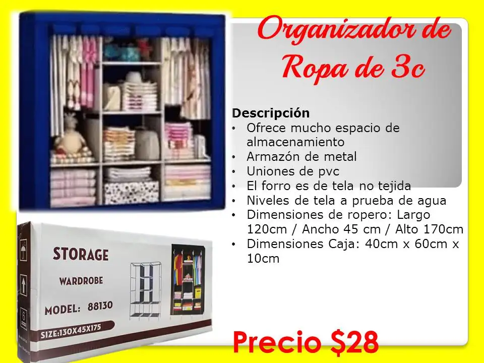 Organizador de ropa de tres cuerpos