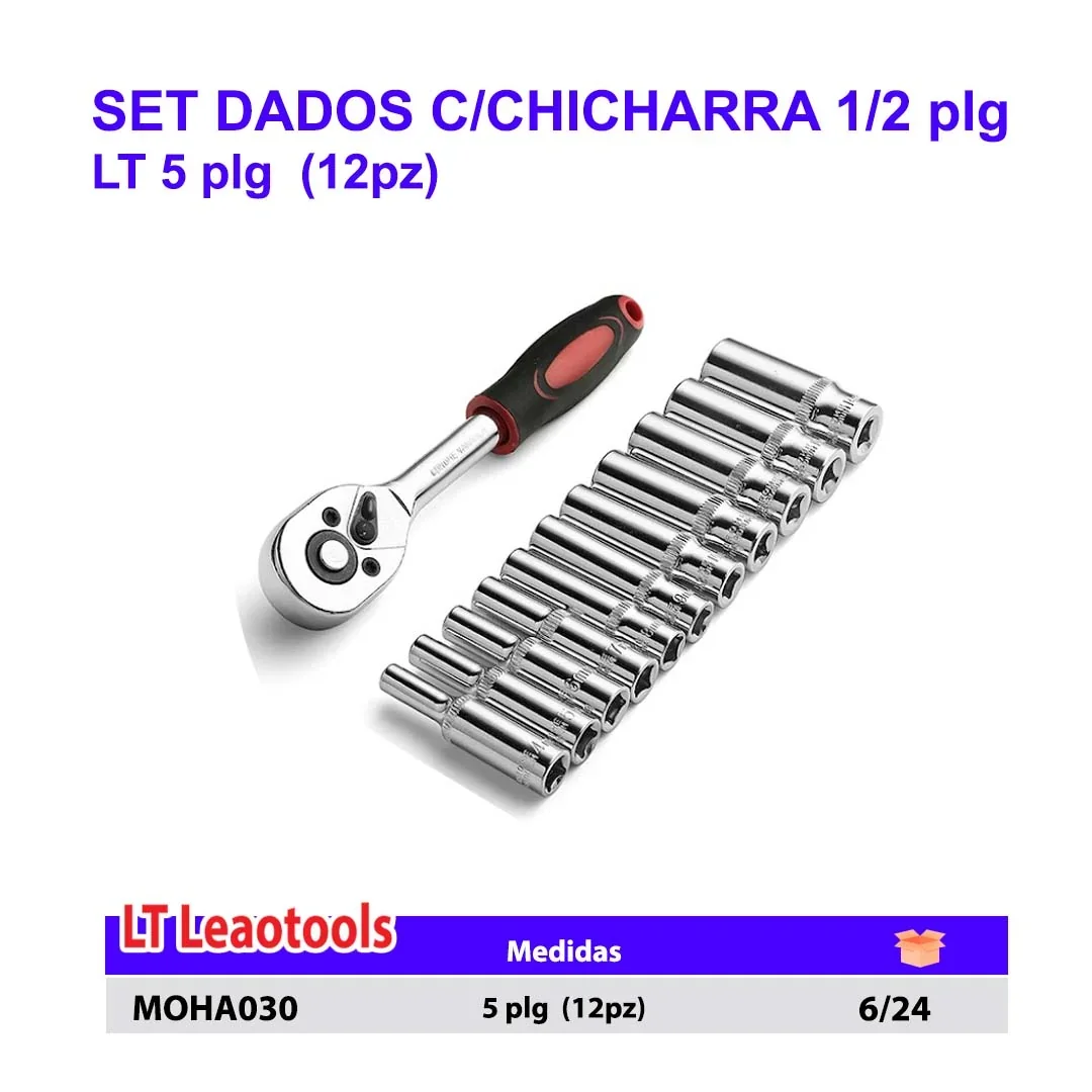 SET DADOS C/CHICHARRA 1/2"  LT 5" (12pz)
