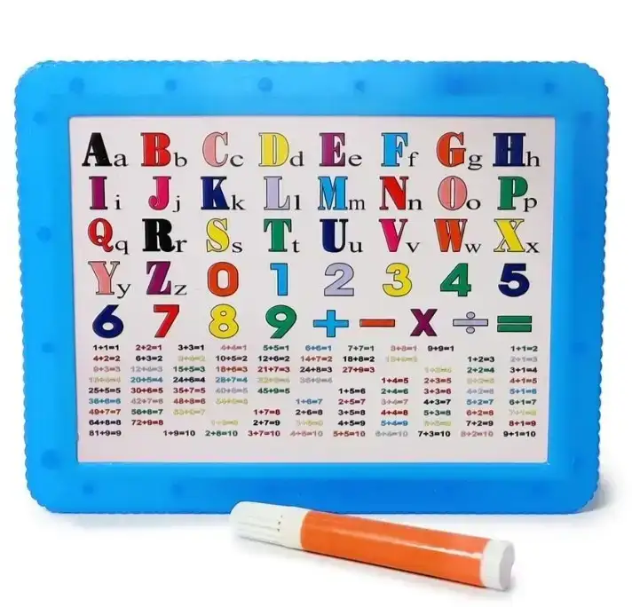 Pizarrón Escolar Chico De Plástico Con Tablas Y Números Con Marcador 13 Cm