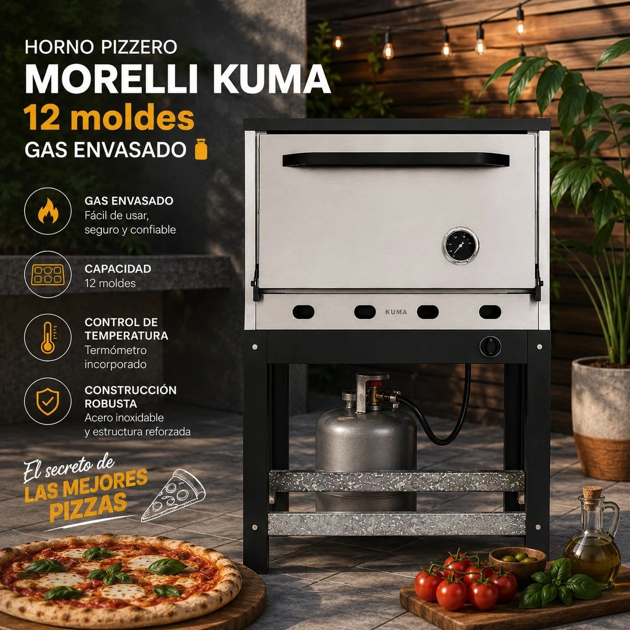 HORNO PIZZERO MORELLI KUMA 12 MOLDES GAS ENVASADO ‼️SOLO POR PEDIDOS ‼️ 