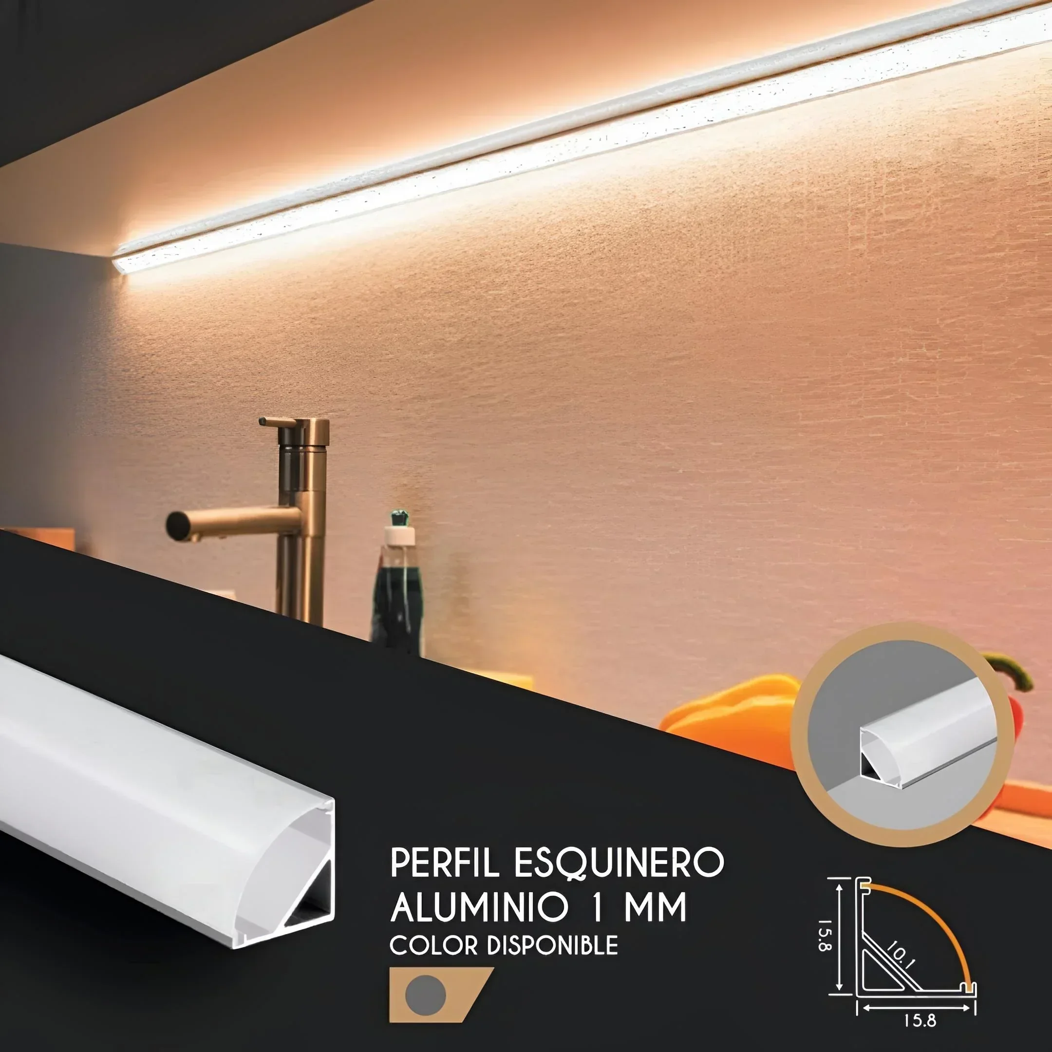 PERFIL ALUMINIO CORNER GRUESO 1MM 3MTS