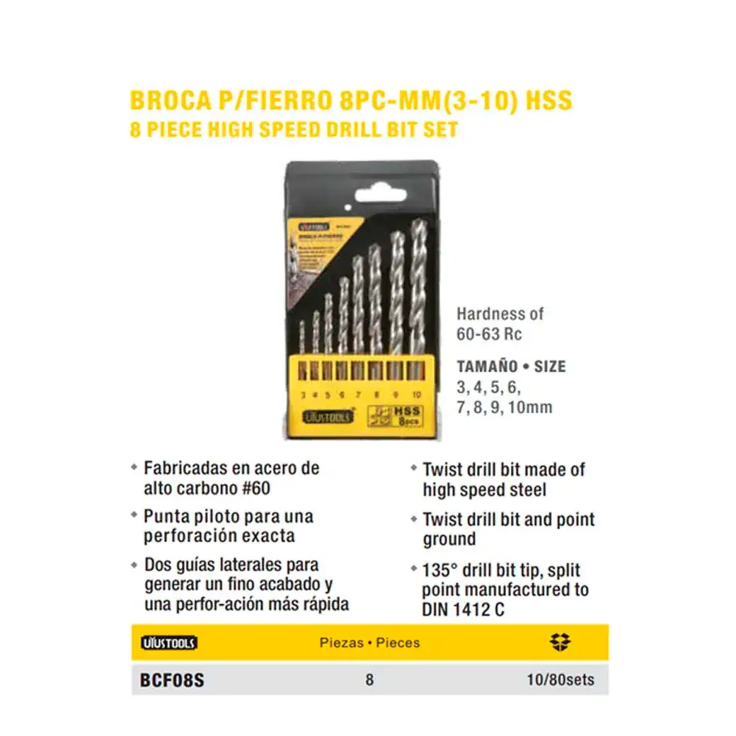 SET BROCAS METAL de 8pz UYUST 3-10 MM