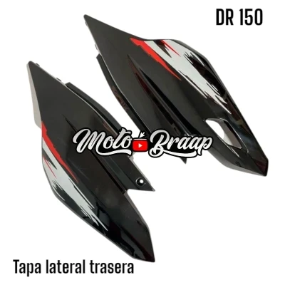 PL DR 150 Tapa lateral trasera negra (par) calcomania roja IMTAL264 OKL
