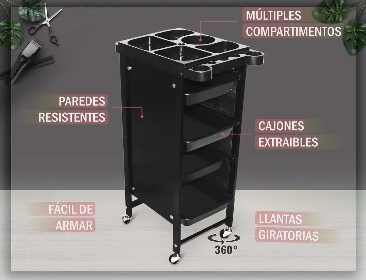 Mueble Auxiliar Estética Salón de Belleza con Ruedas