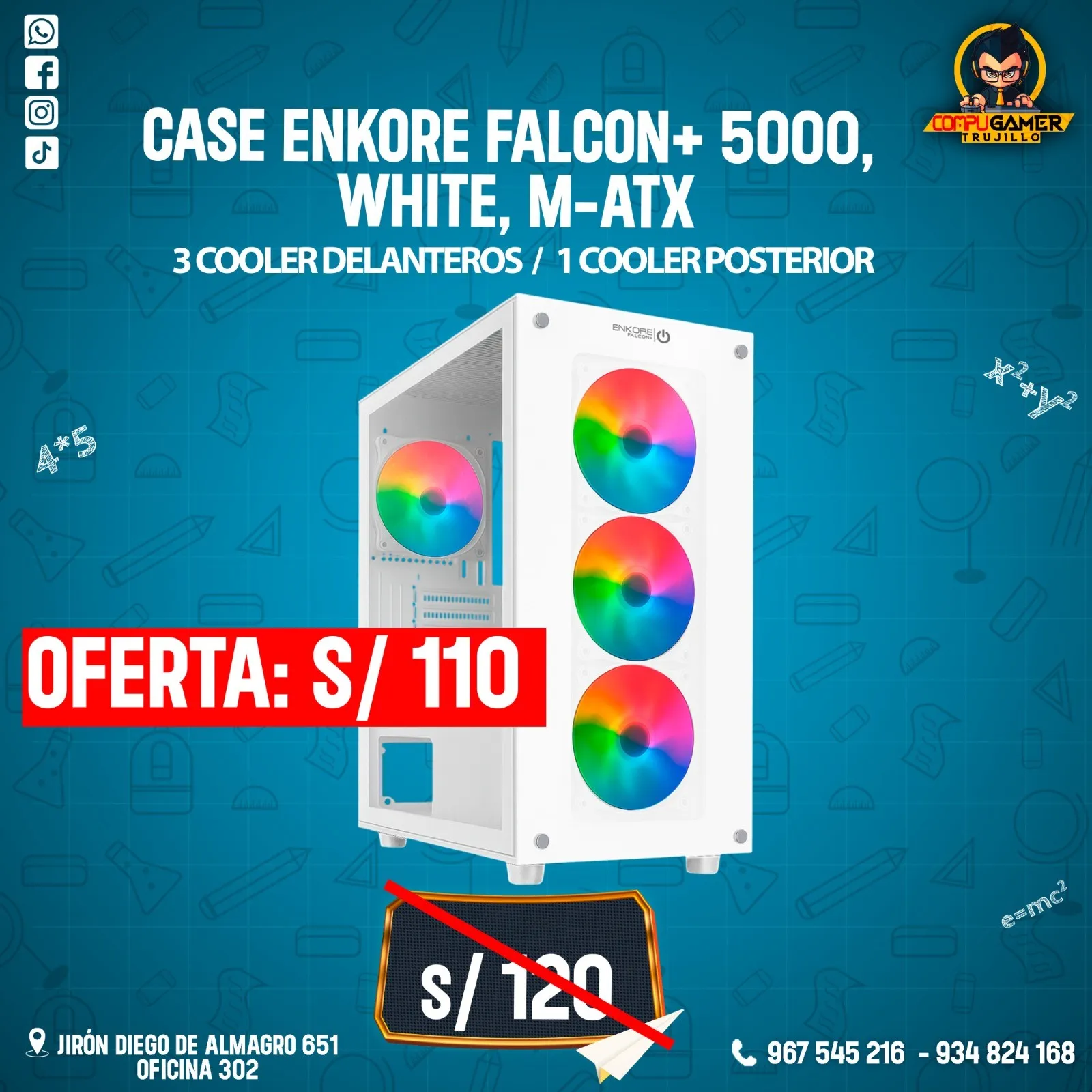 CASE ENKORE FALCON+ 5000, WHITE, M-ATX 