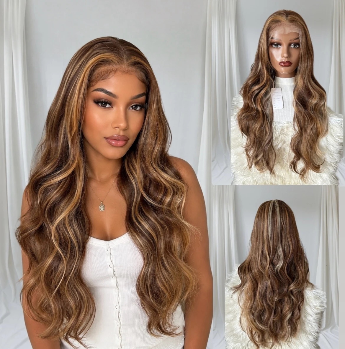 Peluca semi natural de 30" pulgadas, frontal lace 13x6