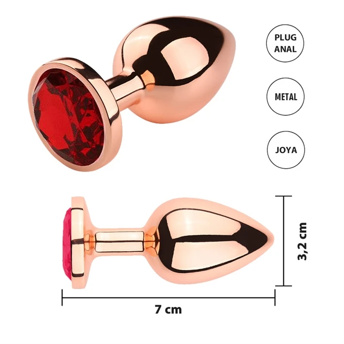 Dorado Fucsia S: Joya anal Small dorada con gema fucsia