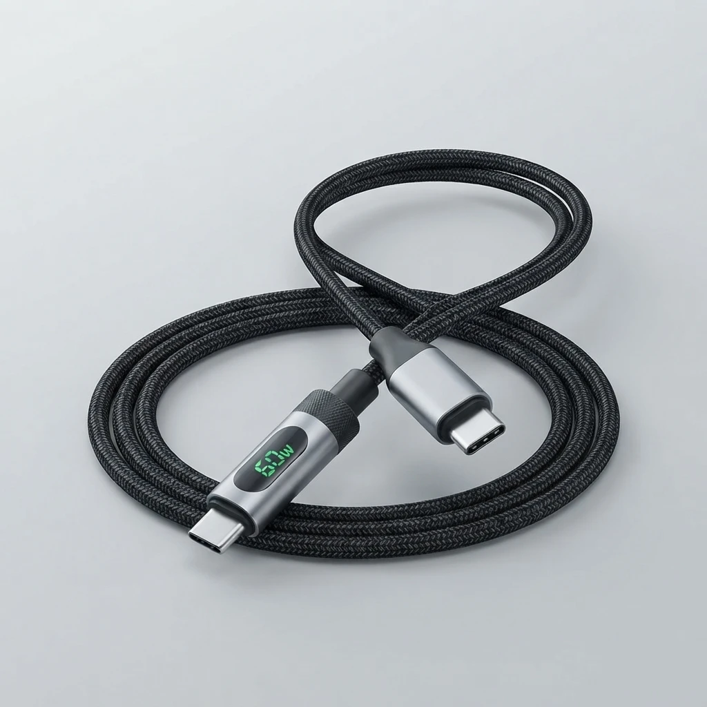 Cable USB-C a USB-C de Carga Rápida 3A con Pantalla LCD 60W Green Lyca GL69675 | Electrónica Joma