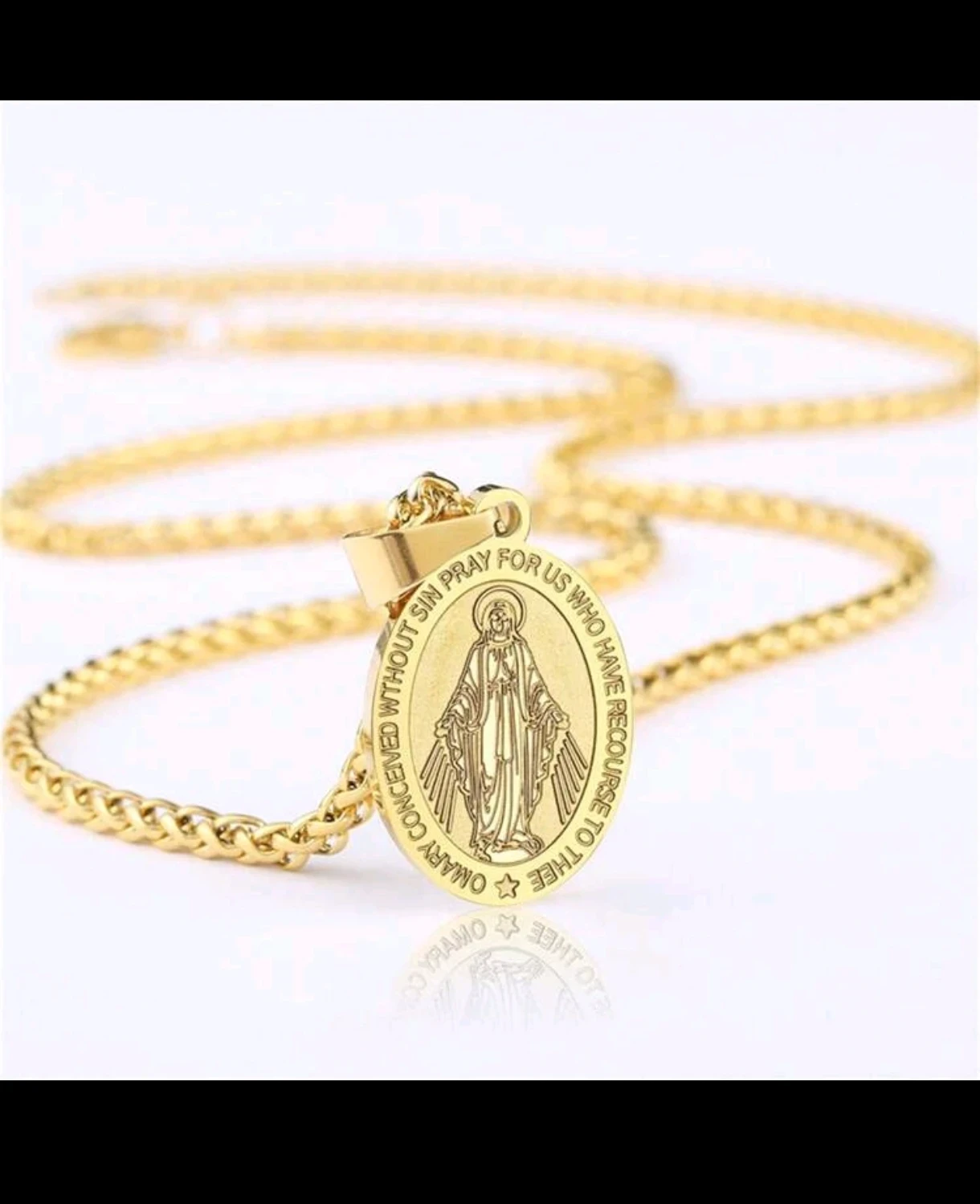 Cadena con Medalla Milagrosa de la Virgen María en Acero Inoxidable 2