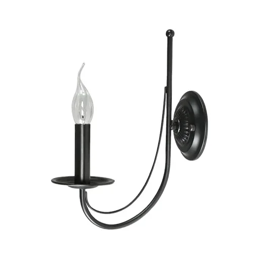 LAMPARA PARED NEGRA CANDELABRO 1L E24