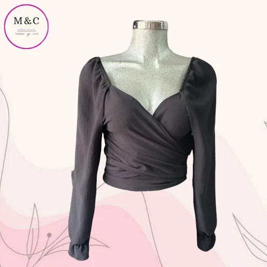 Blusa cruzada manga larga Unitalla  3
