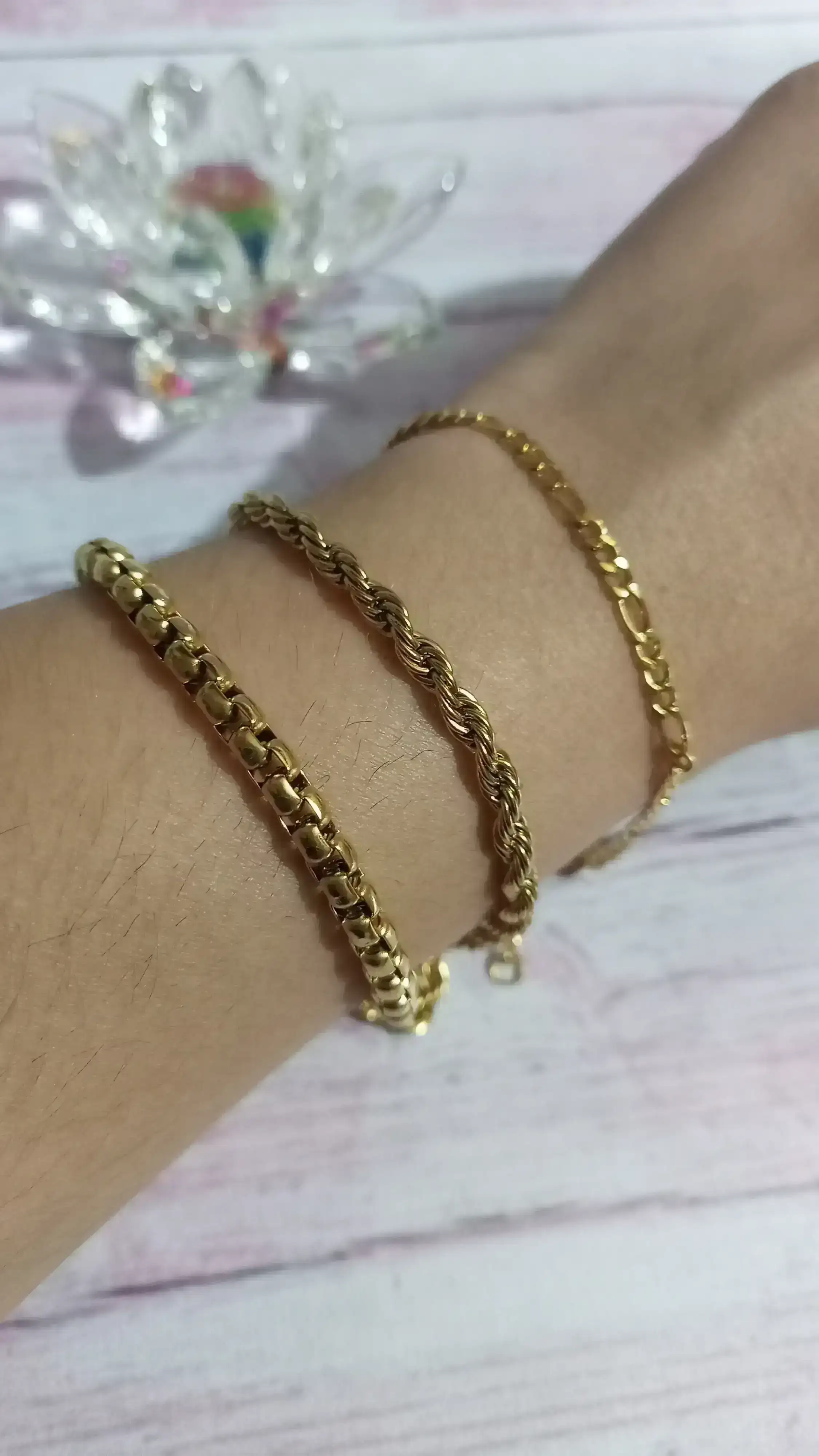 PULSERA CADENA EN ACERO DORADO!! 4