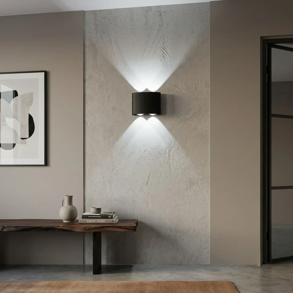 APLIQUE PARED LED DECO NEGRO IP65 PC 4X2W 6500K  2