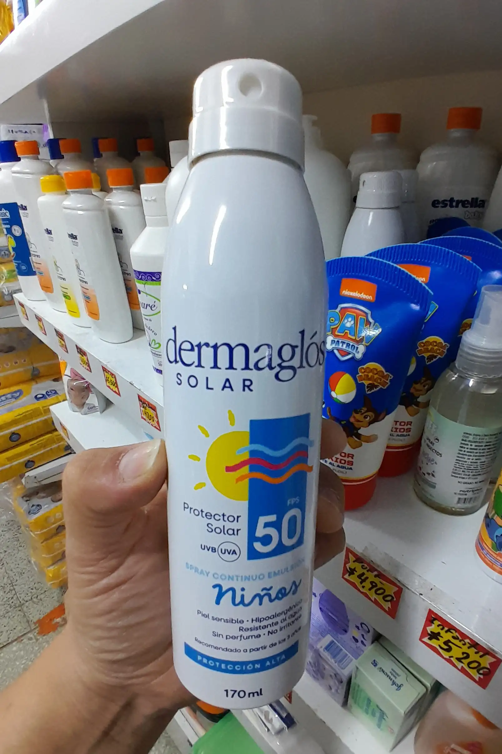 Protector Solar Niños Dermaglós FPS50 Spray Continuo x170ml