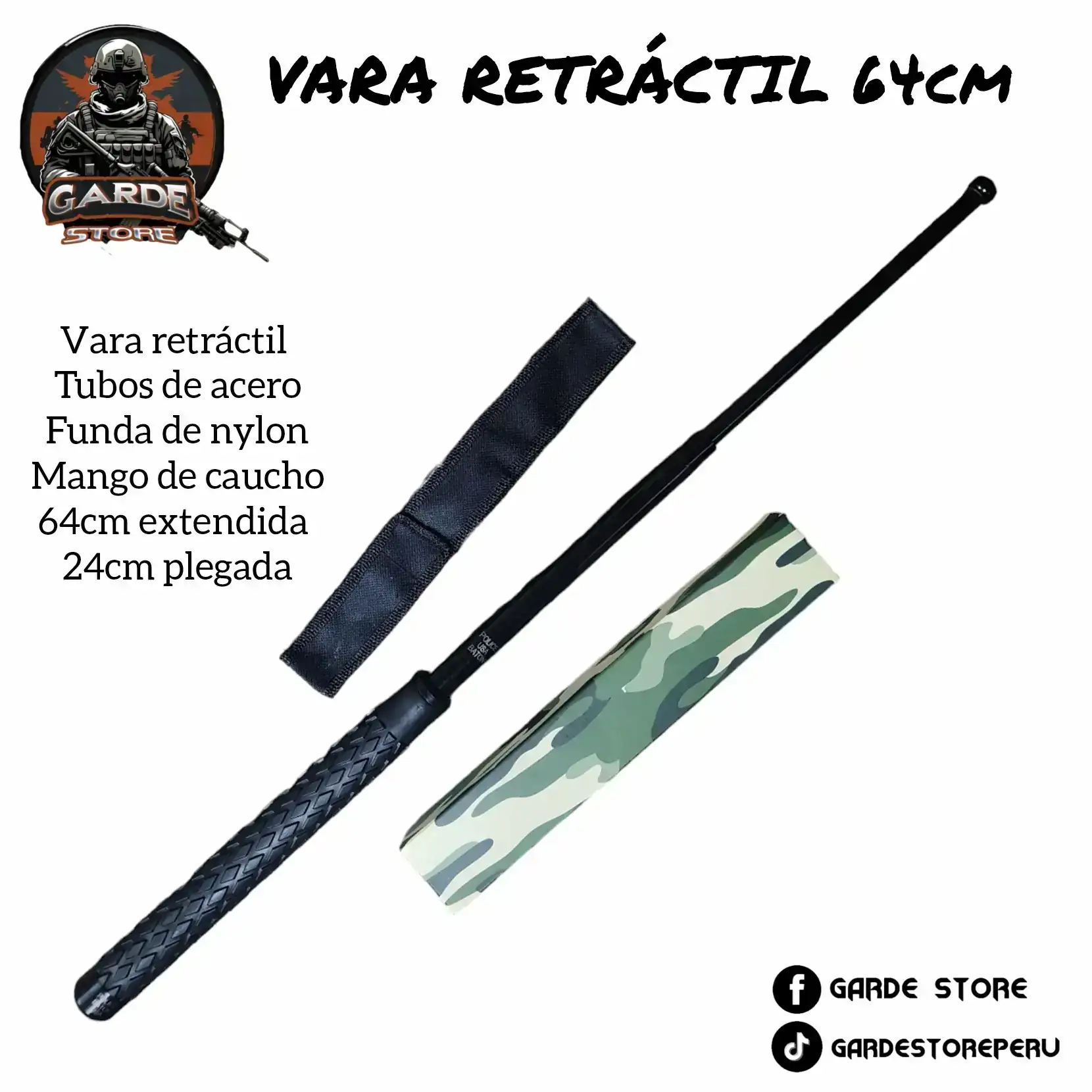 Vara retractil negro 64cm 4