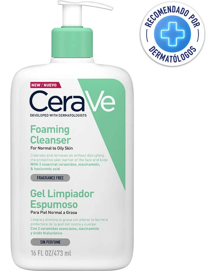cerave Gel limpiador espumoso para el rostro tamaño 473 ml (16oz)
