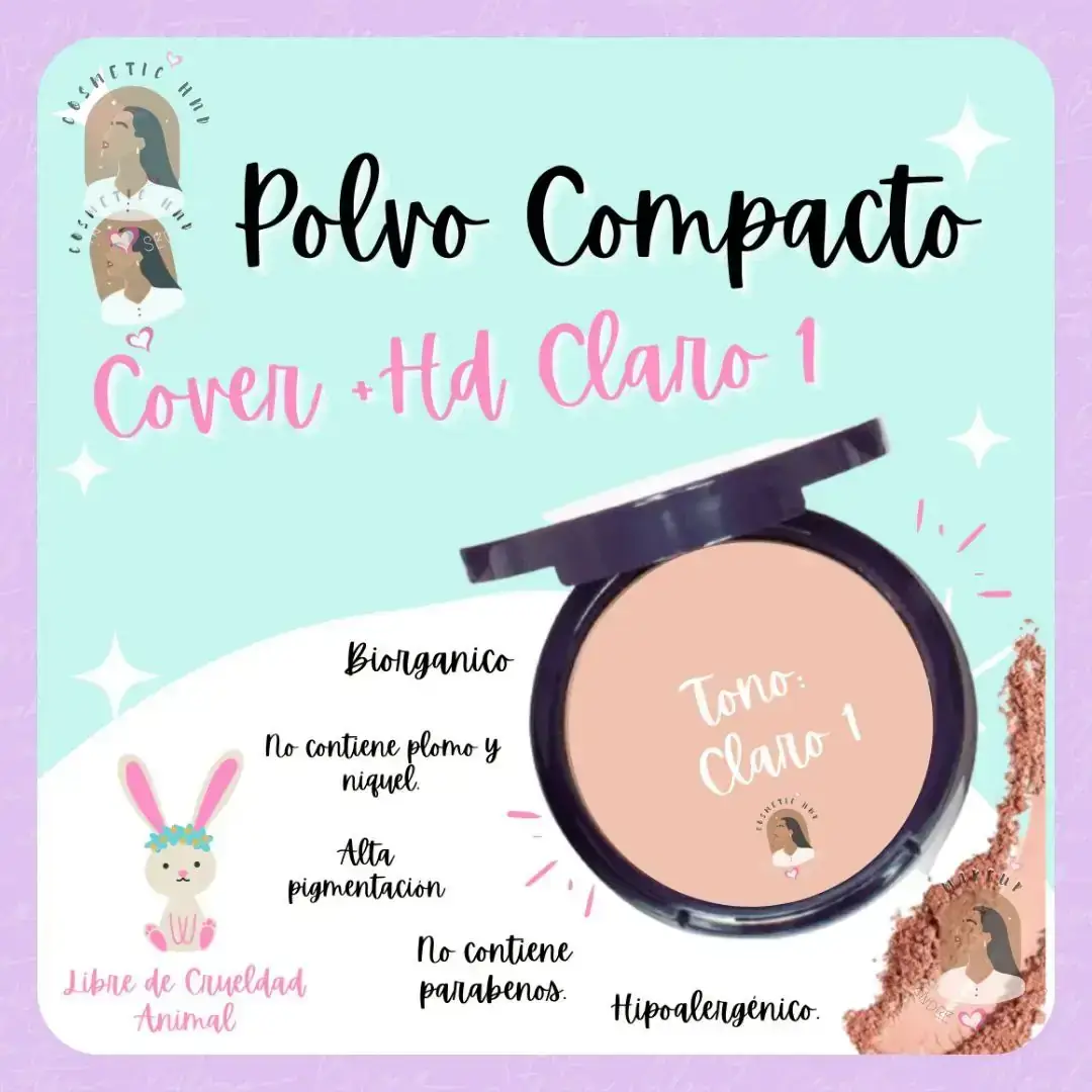 💛POLVO COMPACTO COVER +HD CLARO 1 💛