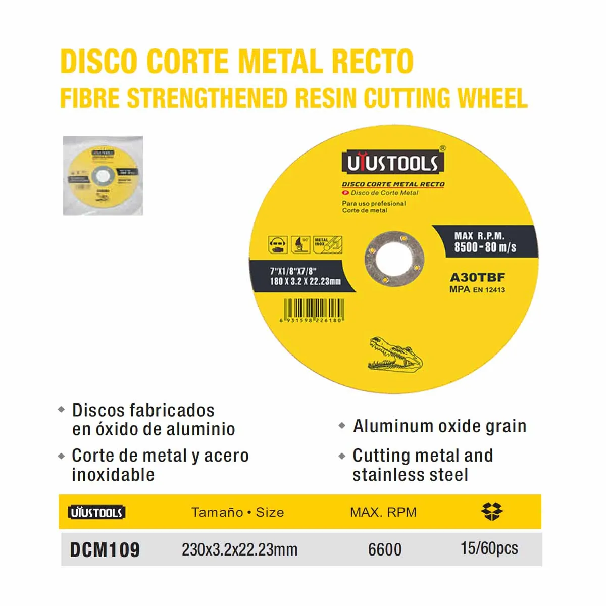 DISCO CORTE METAL UYUST 9" 