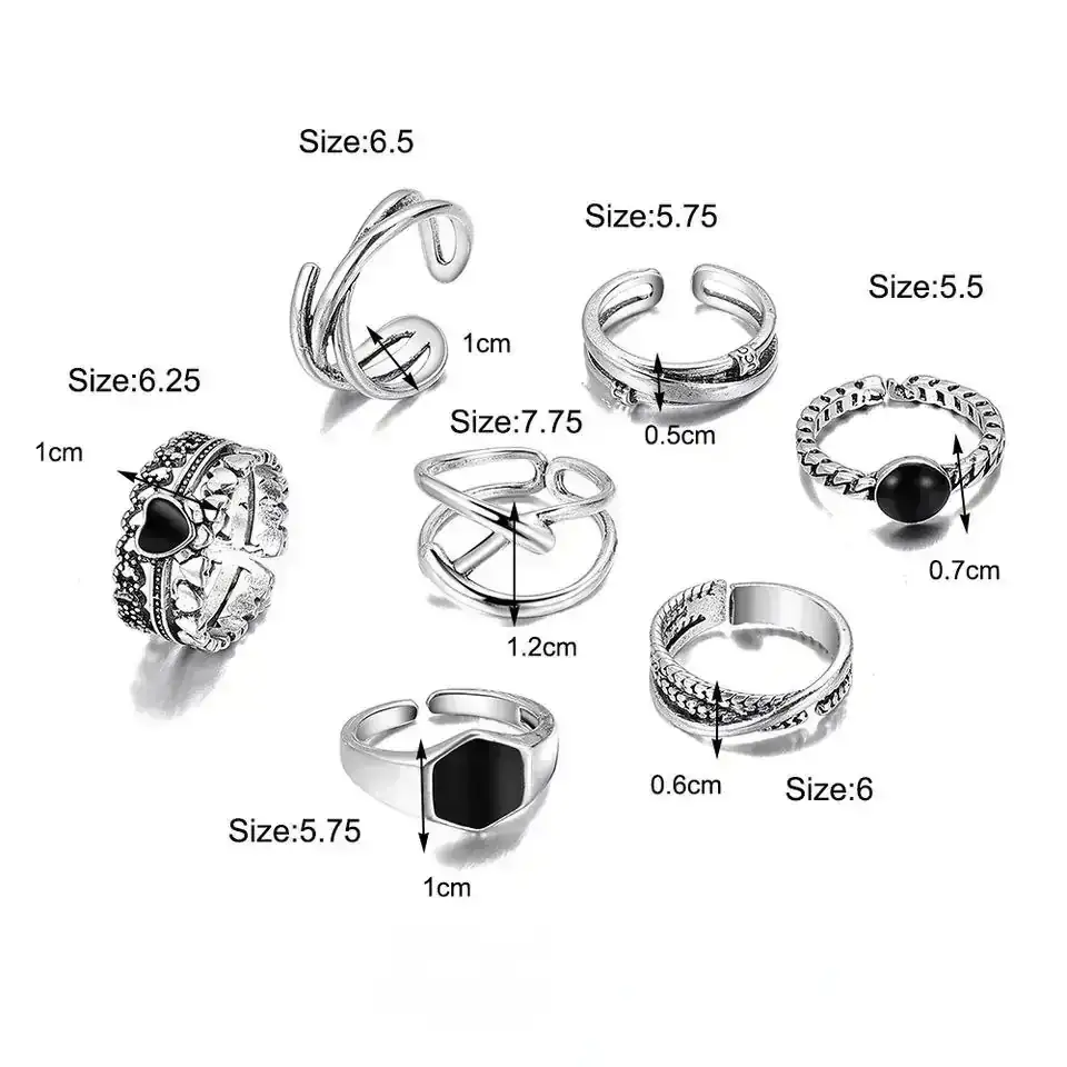 Set x7 Anillos Gema REF: D19 3