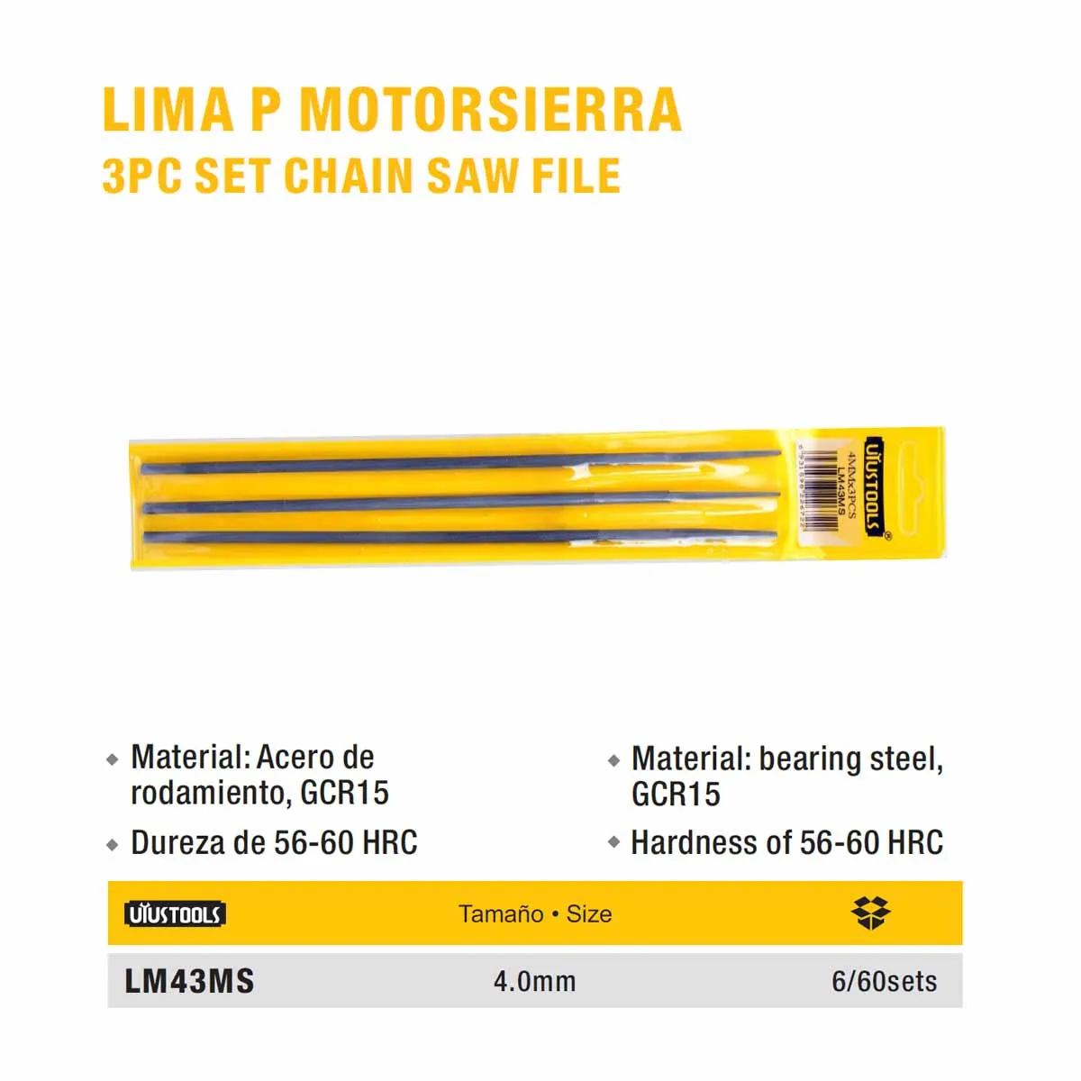 LIMA P/MOTORSIERRA UYUST 4.0MM x 3PCS 