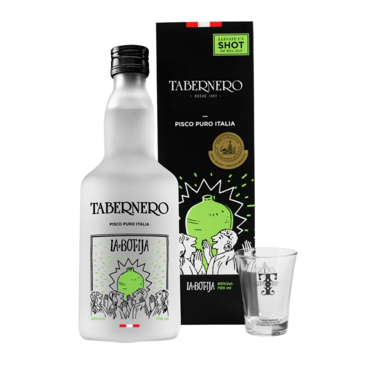PISCO TABERNERO BOTIJA ITALIA CON SHOT 700 ML
