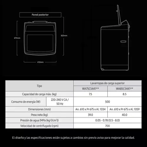 Lavarropas Samsung WA75C5441BWUBG inverter blanco 7.5kg 220 V 2