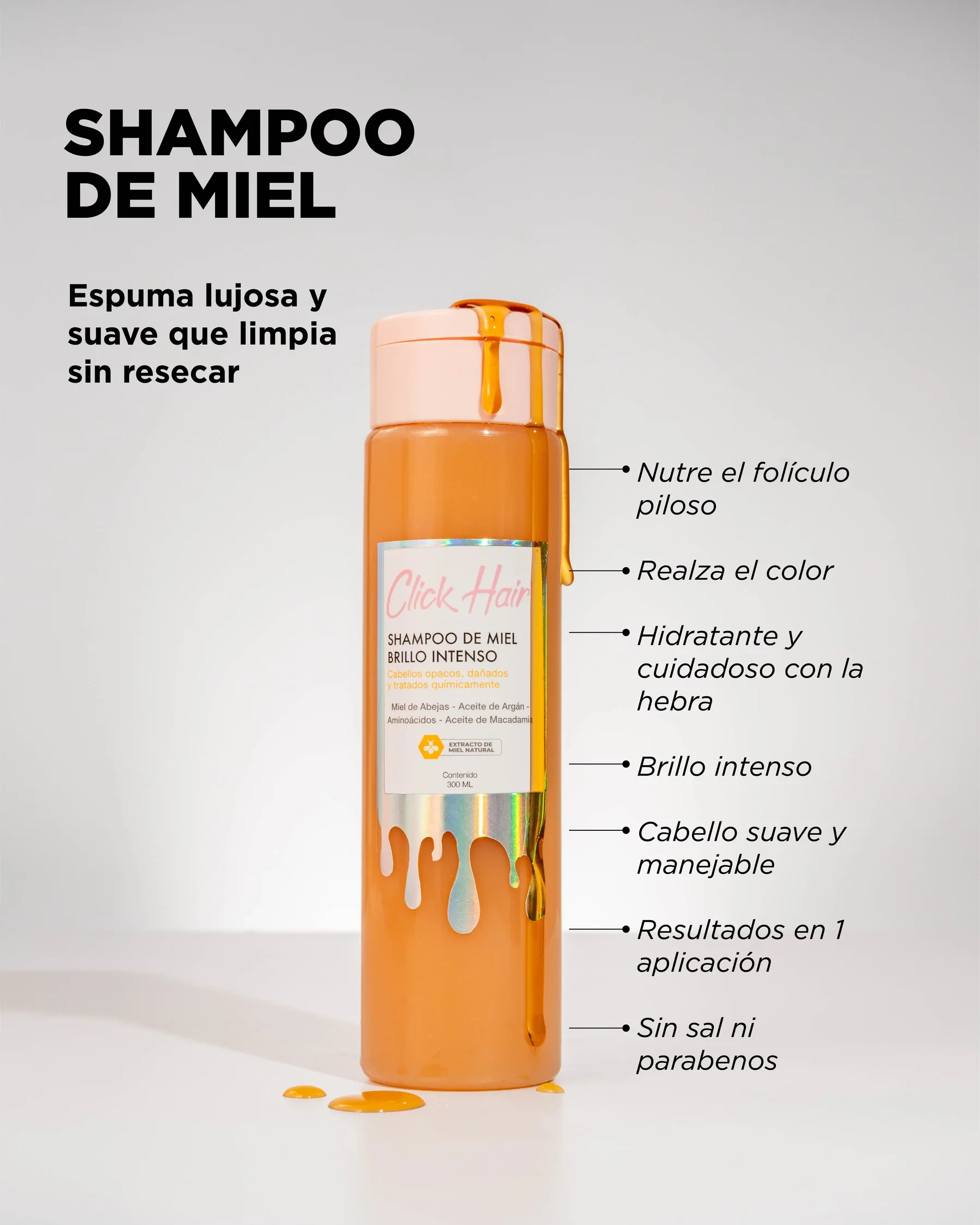 SHAMPOO MIEL CAPILAR CLICK HAIR 2
