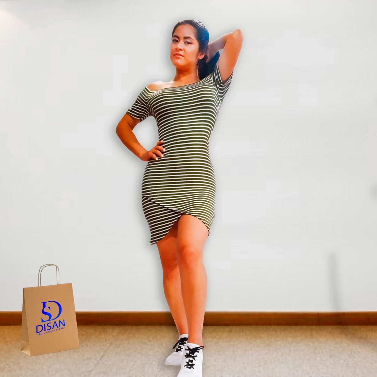 Vestido viscosa verde Militar 