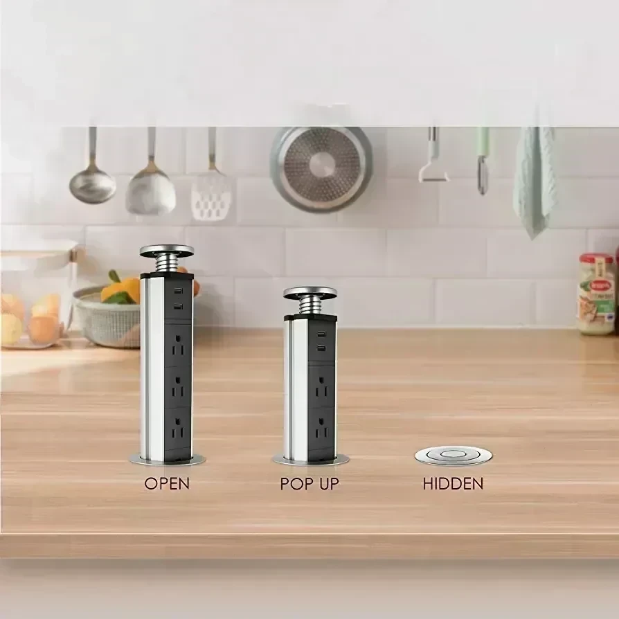 TOMACORRIENTE MESA TRIPLE + 2 USB A DESPLEGABLE 3