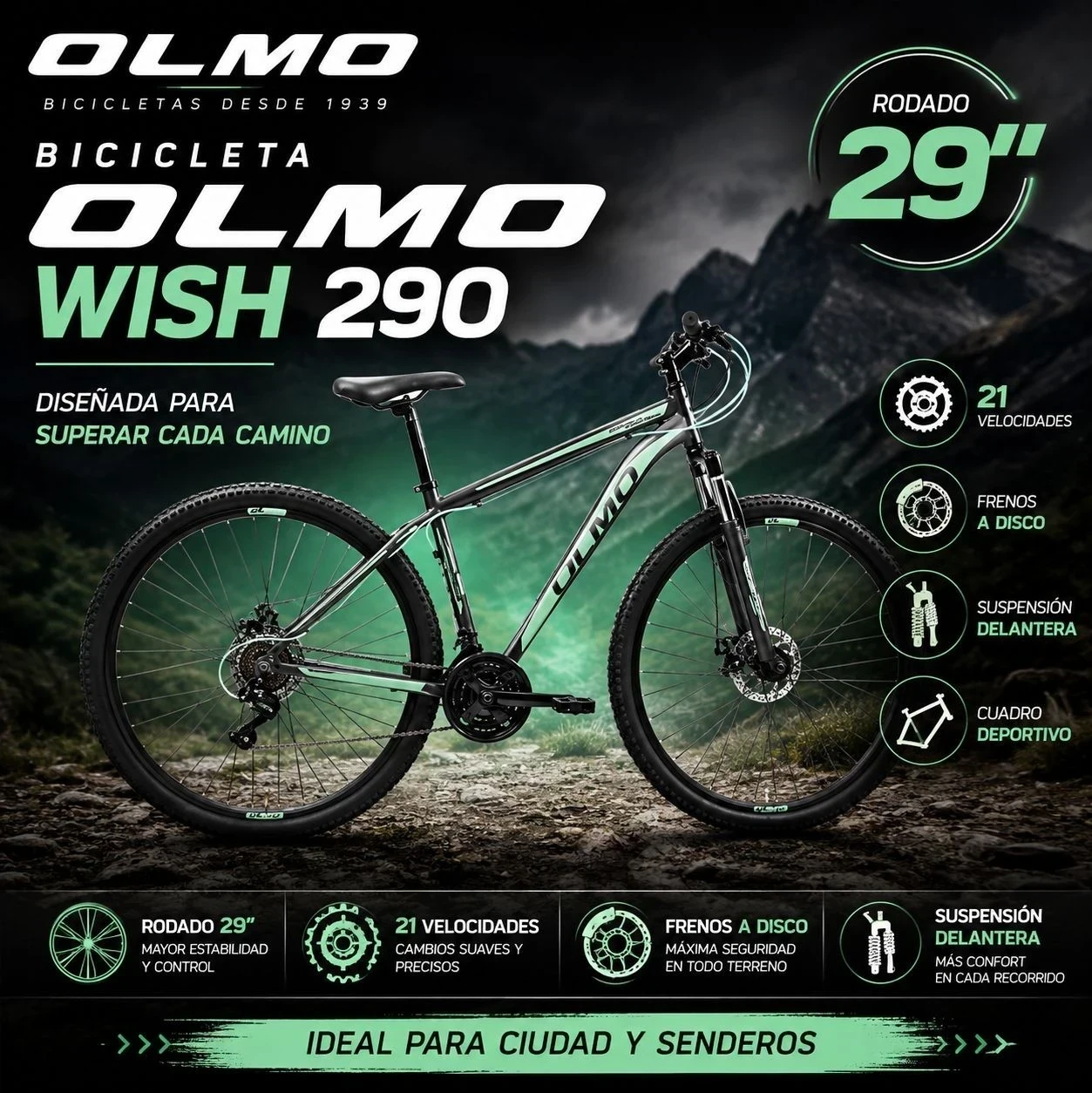 BICICLETA OLMO WISH 290 ALUMINIO rodado 29* 2