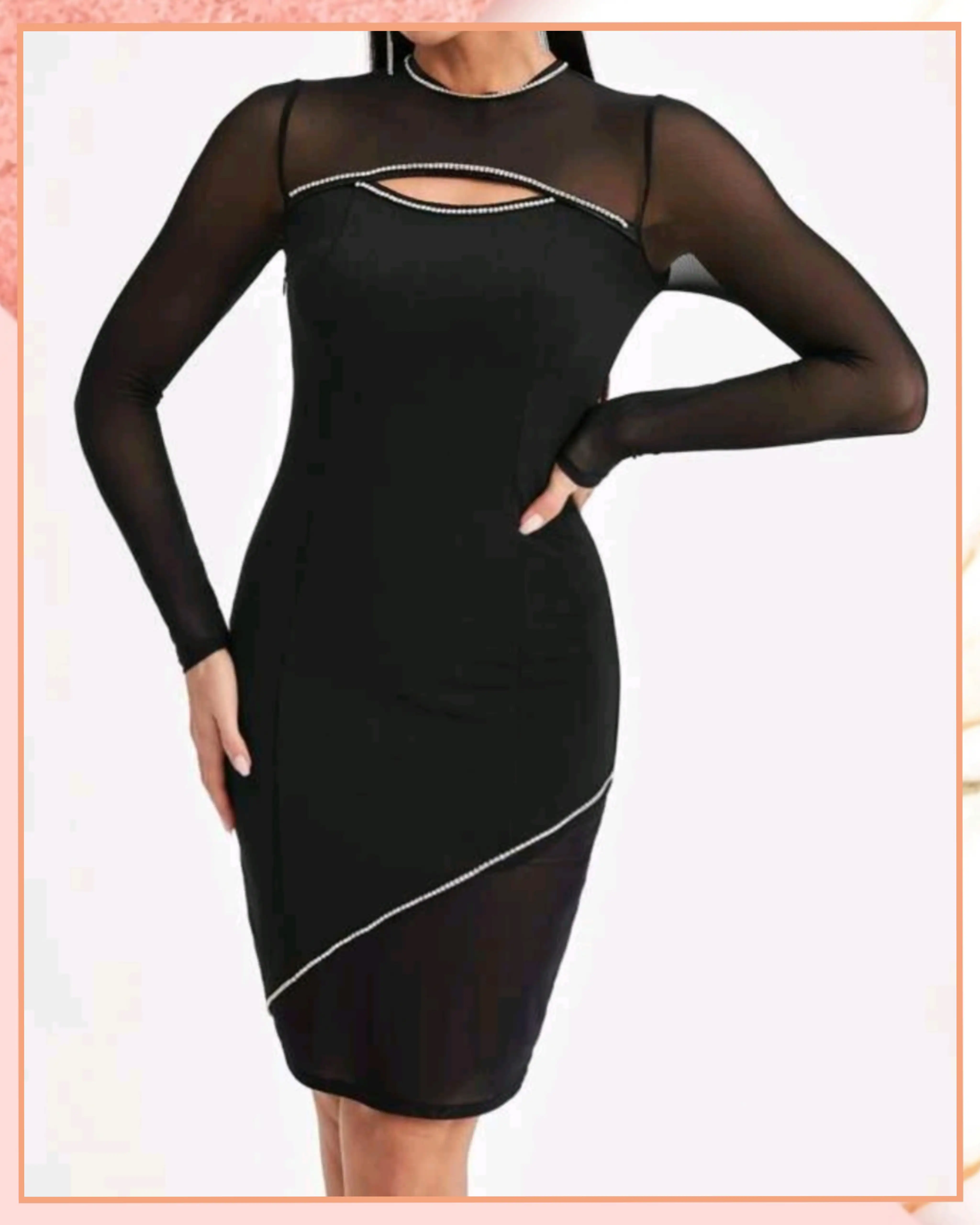 S - Vestido ajustado con transferencia y brillantes