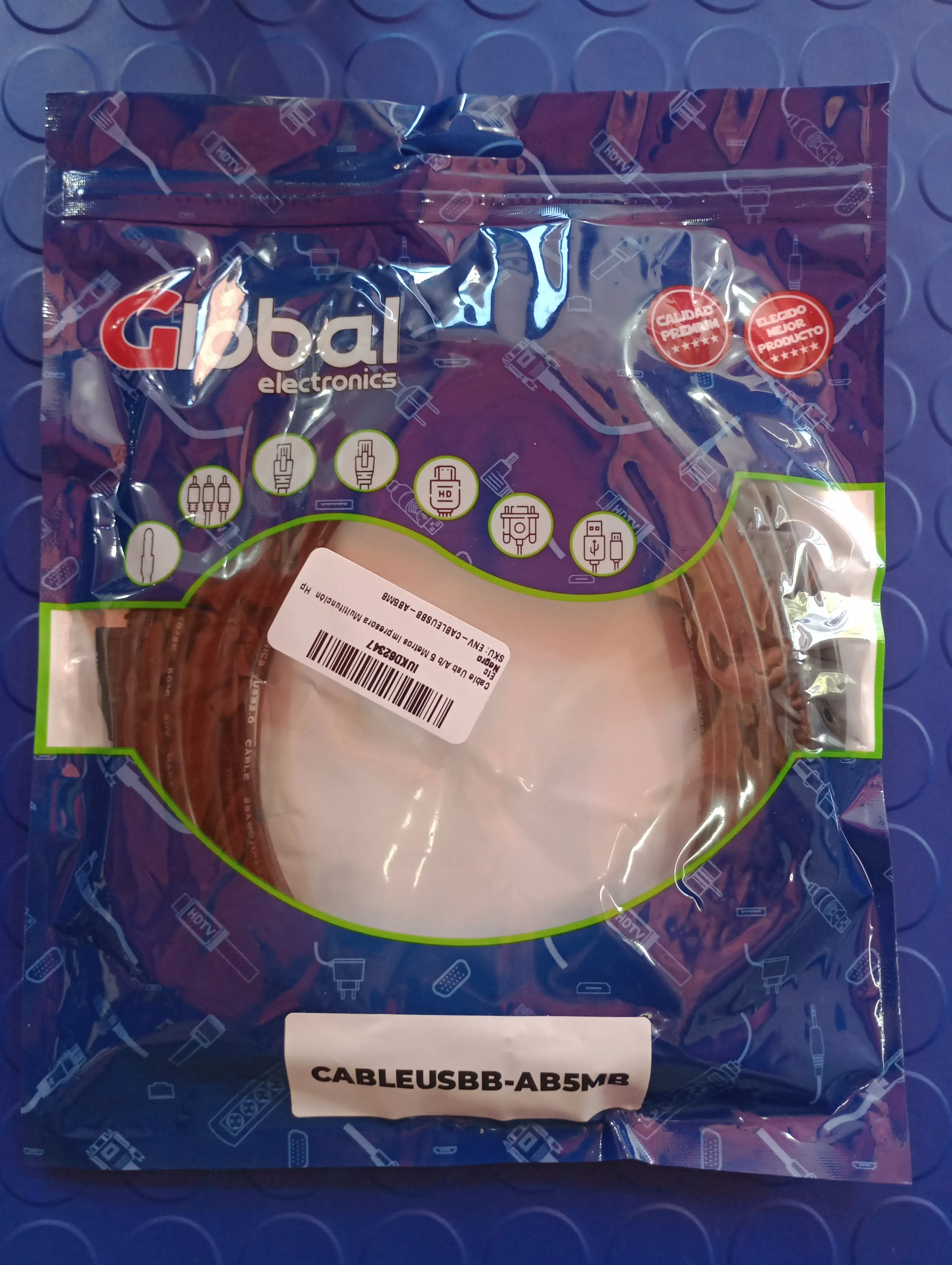 Cable USB a/b 5 metros impresoras multifunción 