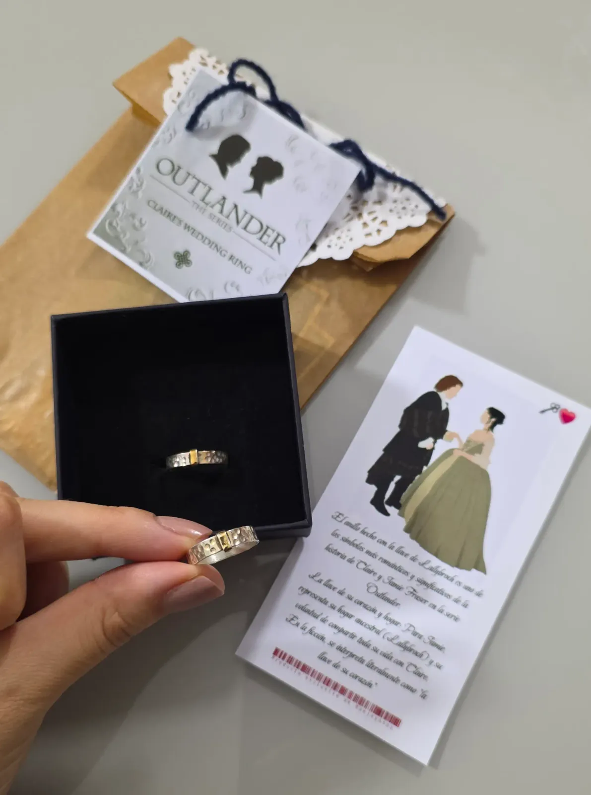 Outlander Claire's wedding ring en plata S925 y baño en oro de 14k  3