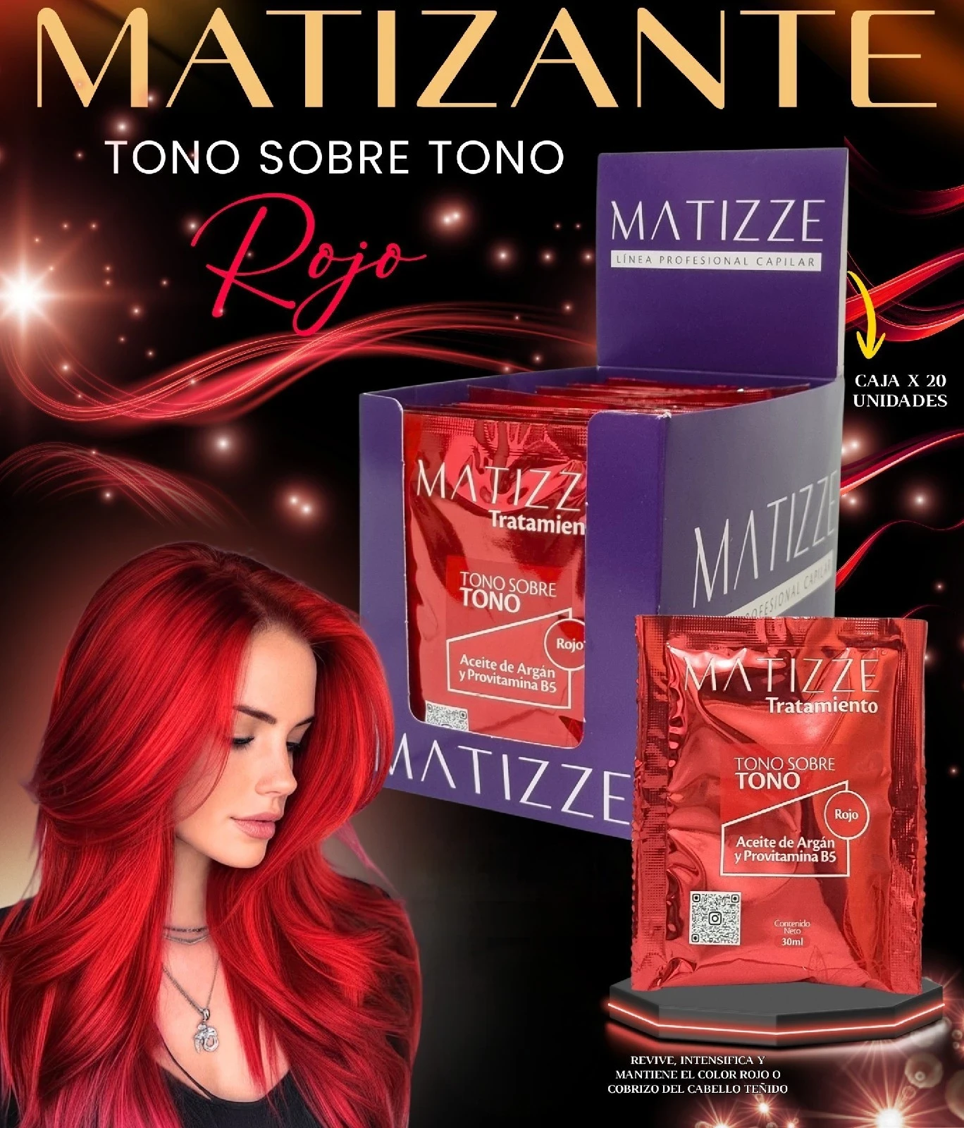 Sachet Matizante Tono Sobre Tono 30ml Rojo Matizze