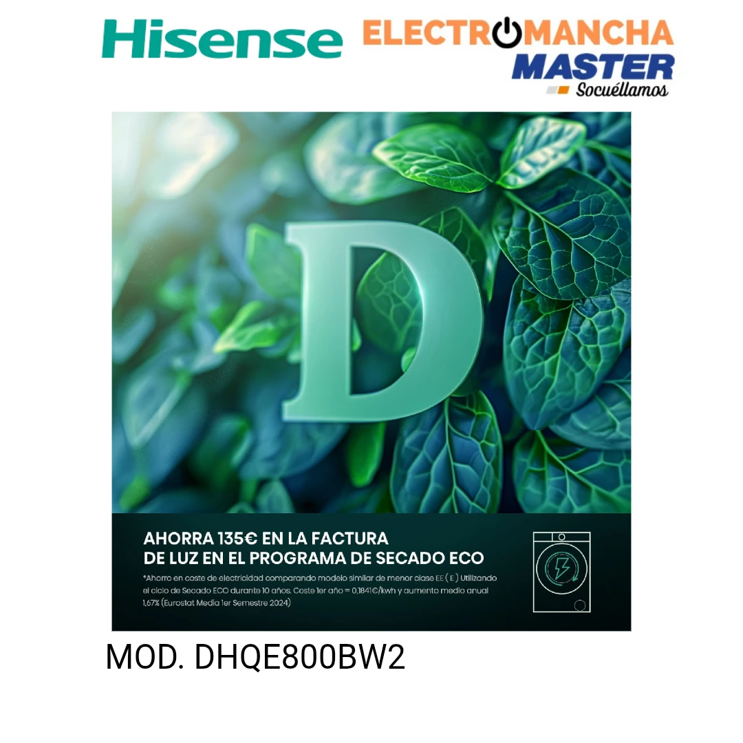 SECADORA HISENSE DHQE800BW2  B. DE CALOR 8 KG A++ 4