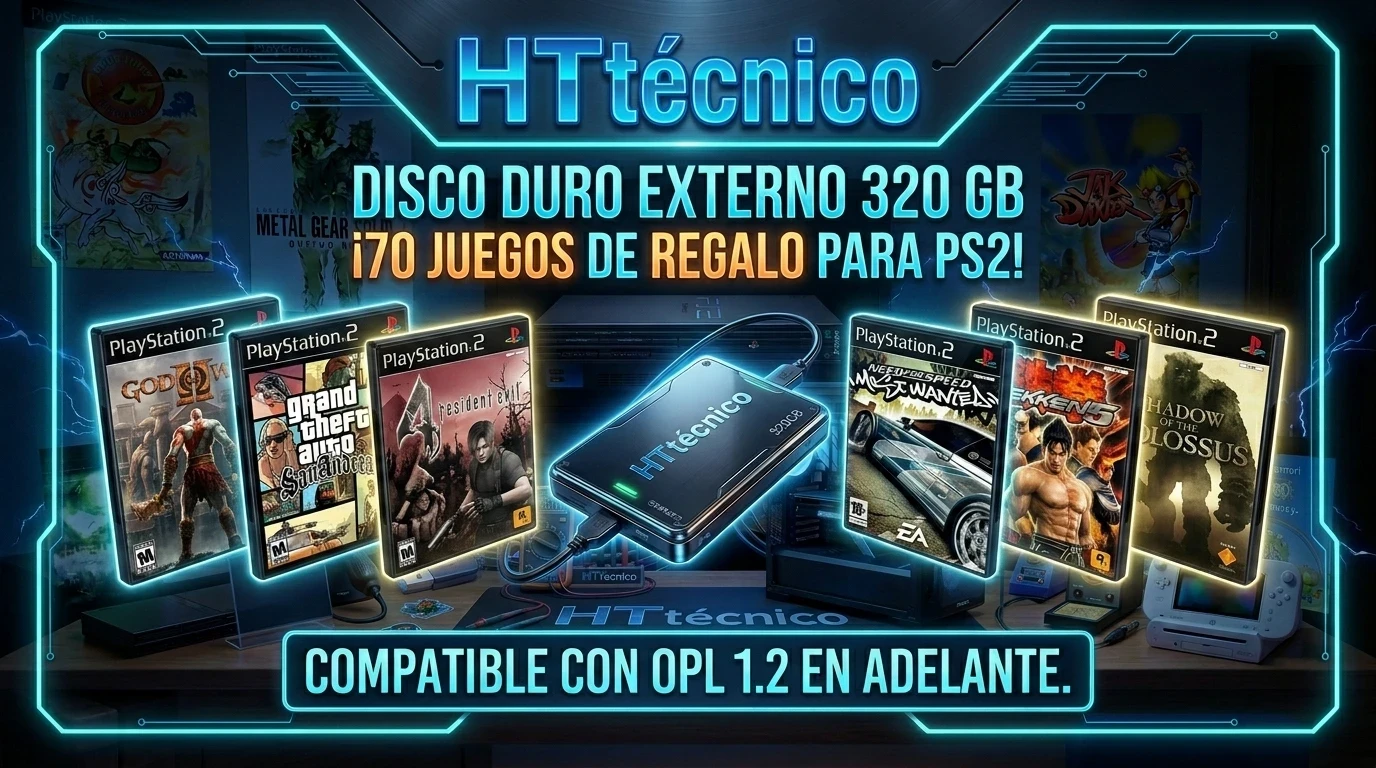 Disco externo de 320 GB + 70 Juegos PS2