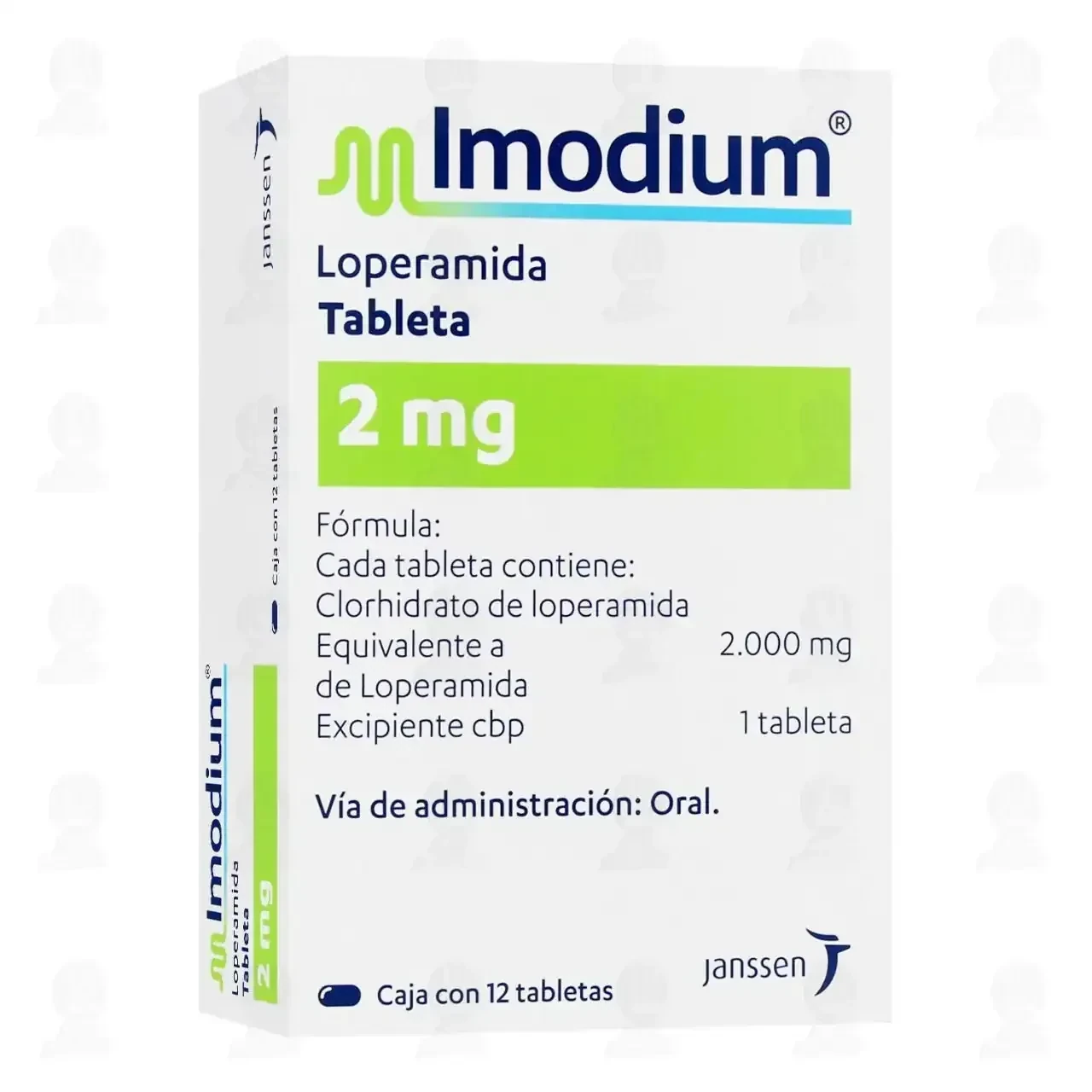 Imodium 2 mg, 12 Tabletas (Loperamida).