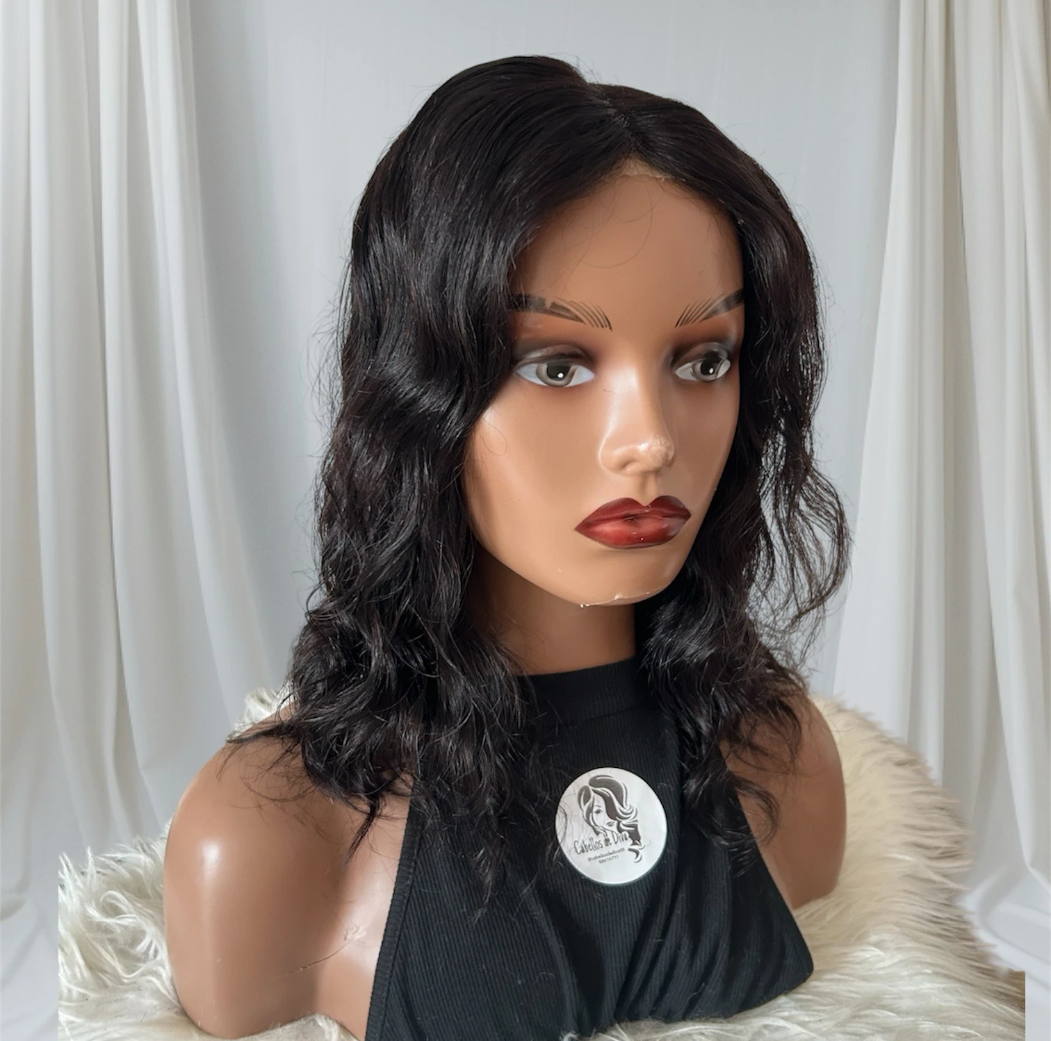 Peluca cabello humano ondulado, 14 pulgadas, frontal lace 4x4 glueless  3