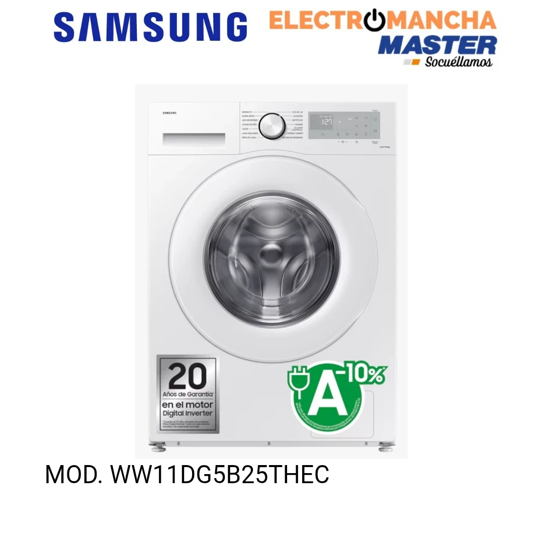 LAVADORA SAMSUNG WW11DG5B25THEC 11 KILOS 1400 RPM CLASE A 