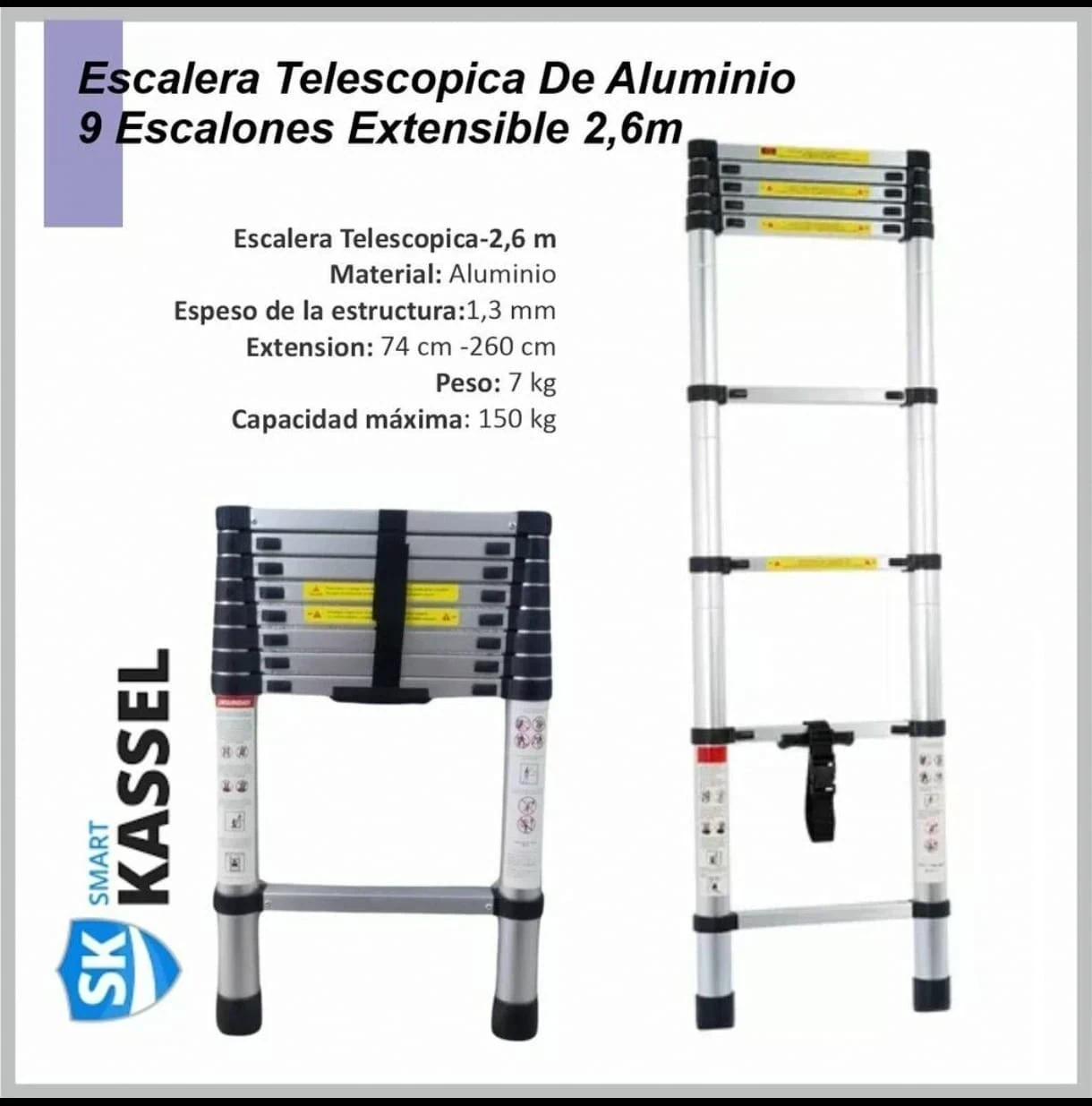 ESCALERA TELESCOPICA SMART KEASEL 2.6M ALUMINIO 