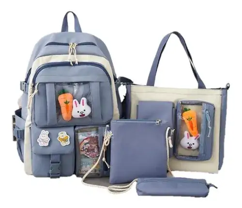 Mochila Con 6 Compartimentos, Bolsa Y 2 Bolsas Pequeñas  2