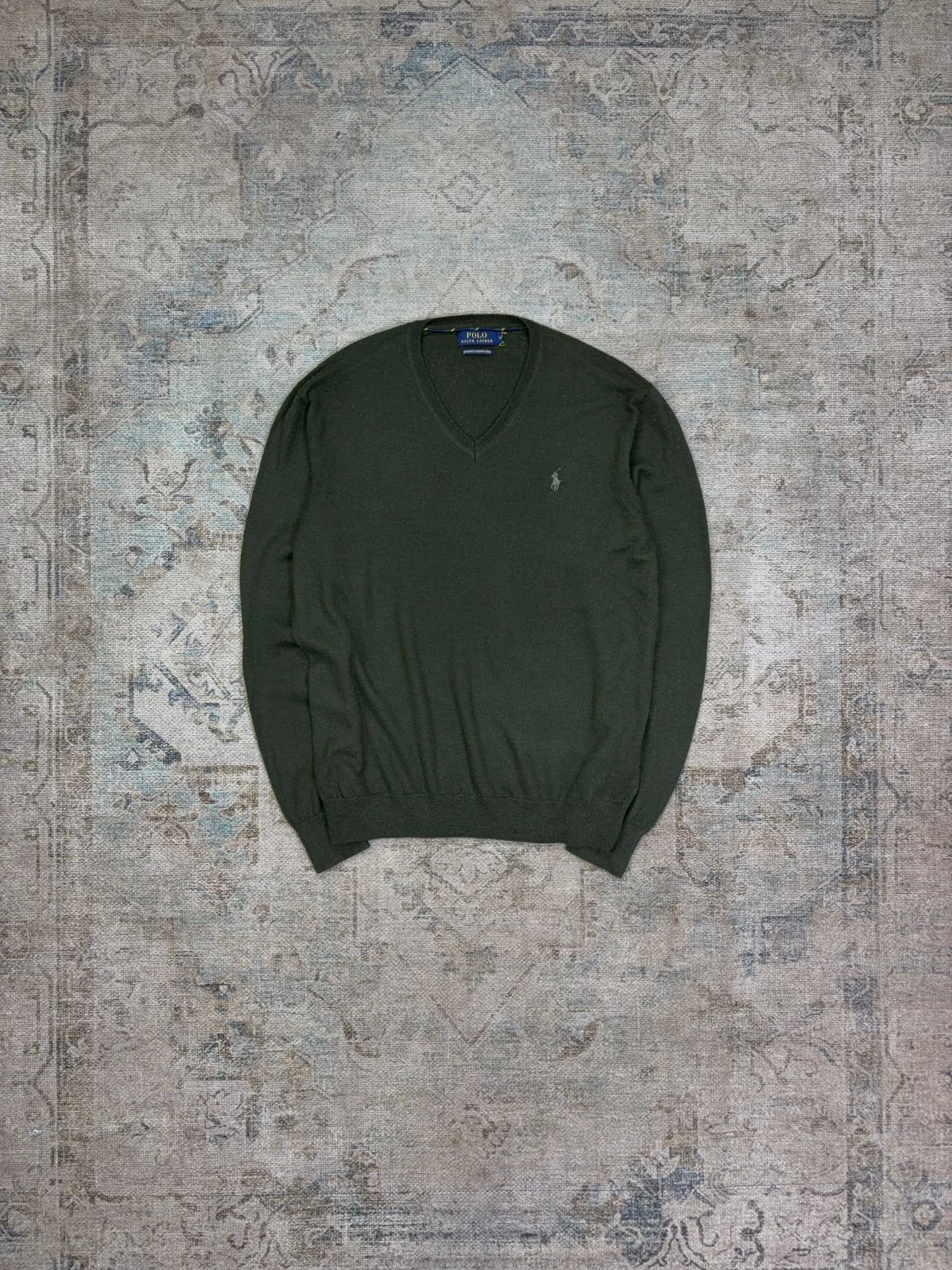POLO RALPH LAUREN WASHABLE MERINO WOOL V-NECK SWEATER
