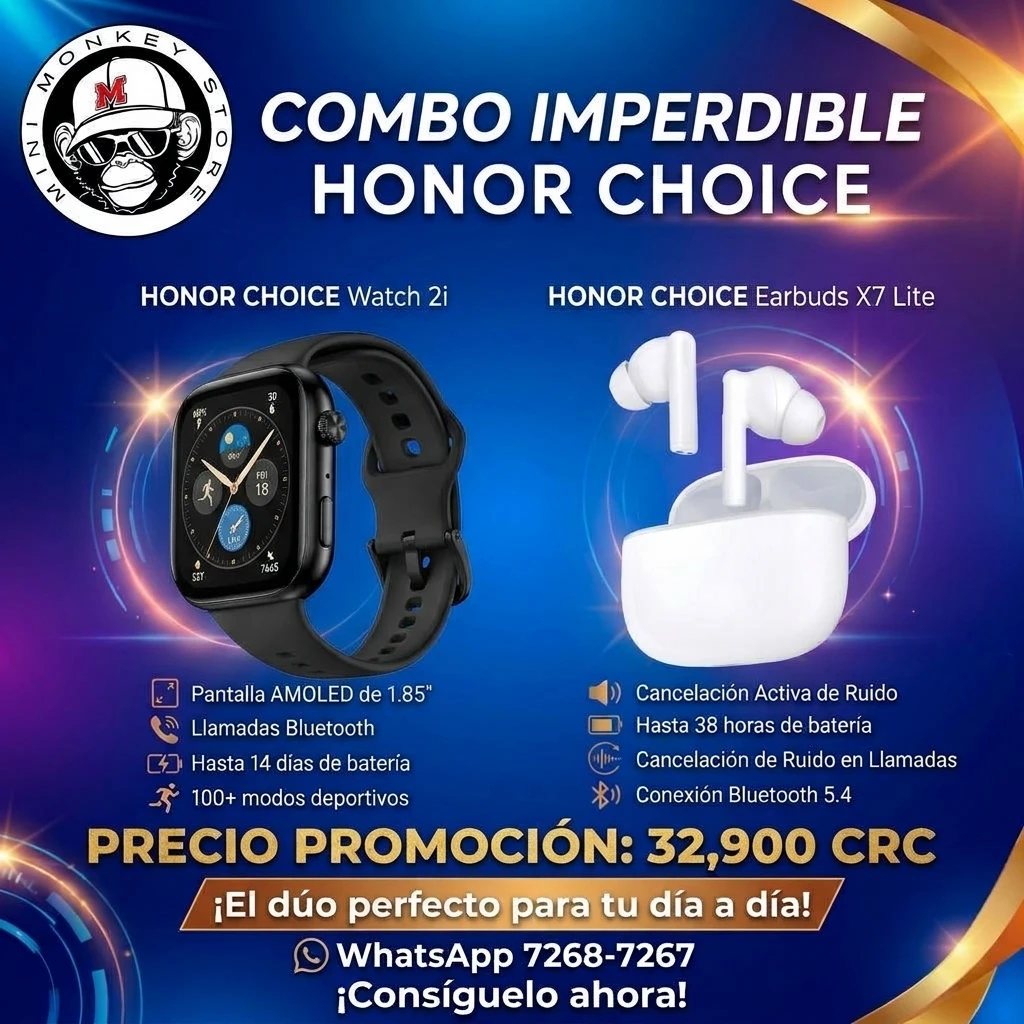Combo Honor Choice Watch 2i color Black + Earbuds X7 Lite color White