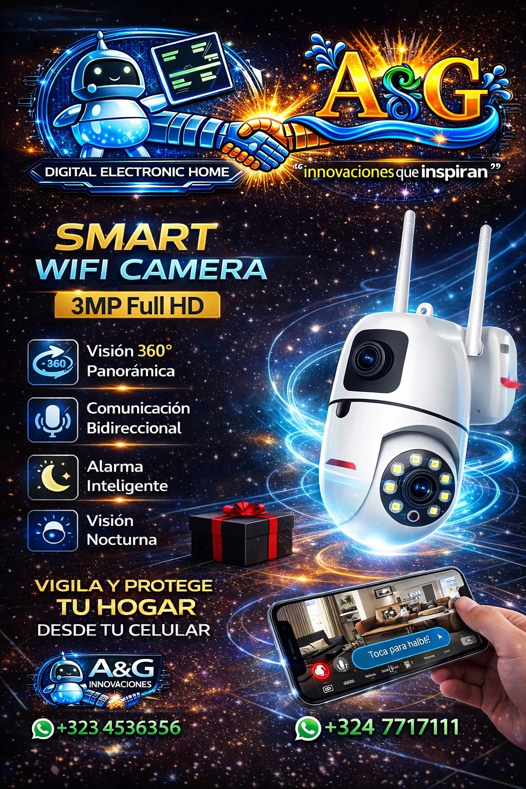 Cámara wifi doble lente 