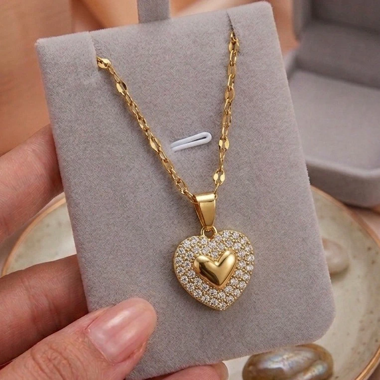 Cadena maxi corazon piedras 2